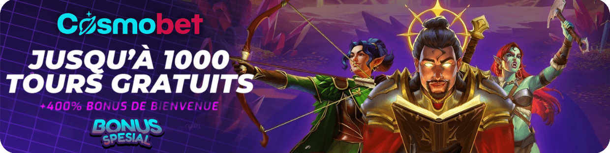 Bonus de bienvenue sur Cosmobot Casino en ligne en France pour les nouveaux joueurs